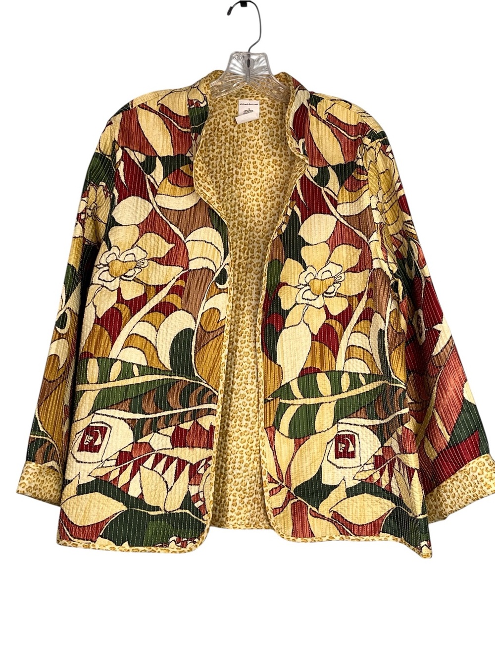Alfred Dunner Quilted Reversible Abstract Floral Open-Front Mandarin Jacket 16